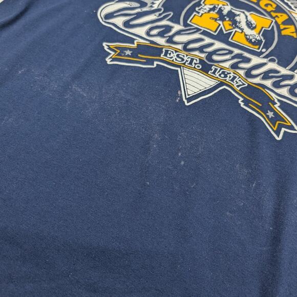 Vintage Michigan University Wolverines 80s Single Stich Distressed Shirt Large - Picture 3 of 8